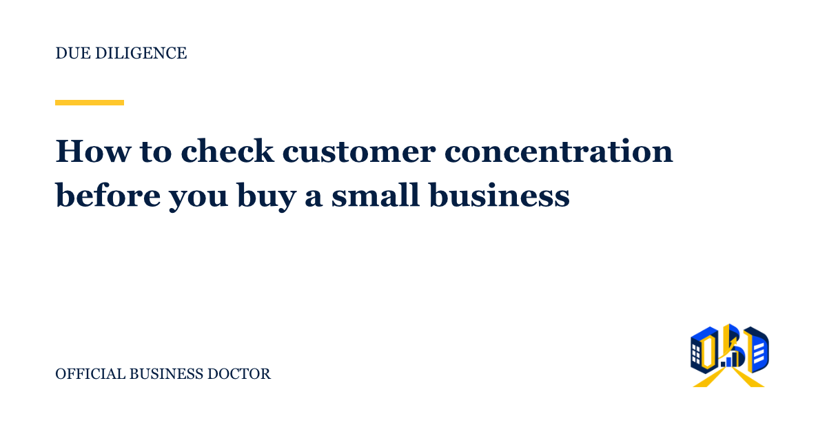 Official Business Doctor title card for the customer concentration worksheet for business buyers