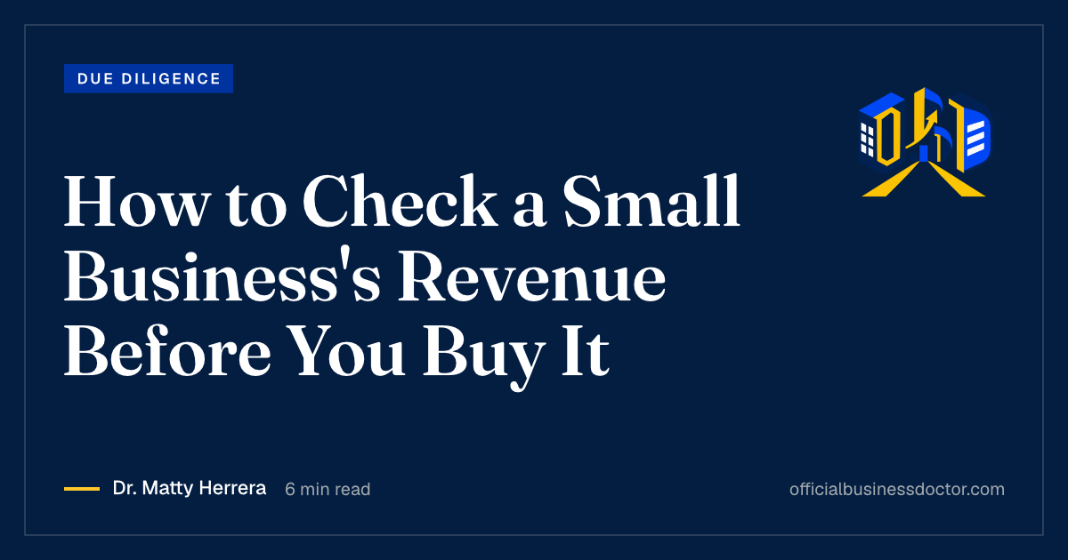 Official Business Doctor title card for the small business revenue reconciliation worksheet